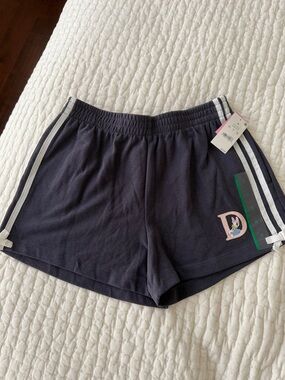 Navy Athletic Cotton-Blend Women's Shorts with Side Stripe